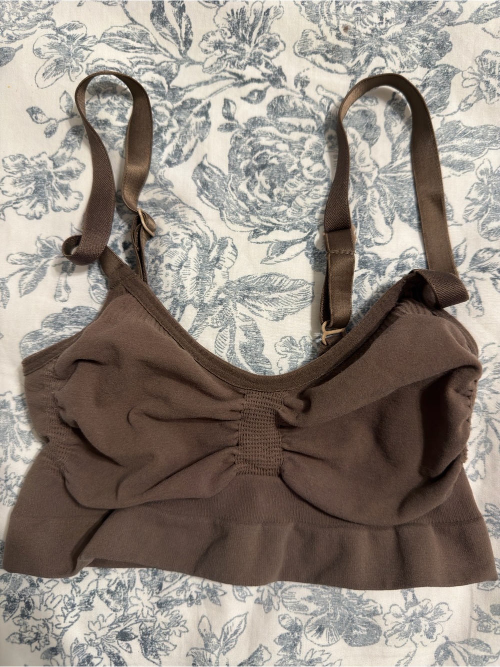 SKIMS Chocolate Brown Ruching Crop Bralette with Adjustable Straps
